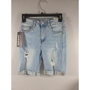 Sweet Couture Mid Waist Bermuda Shorts Distressed 5/6 NEW Denim Jean Shorts